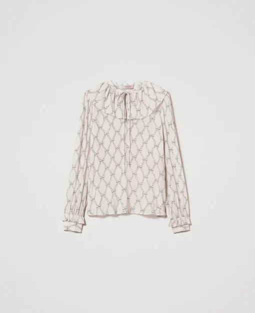 Blouse En Crépon Avec Imprimé Nœuds