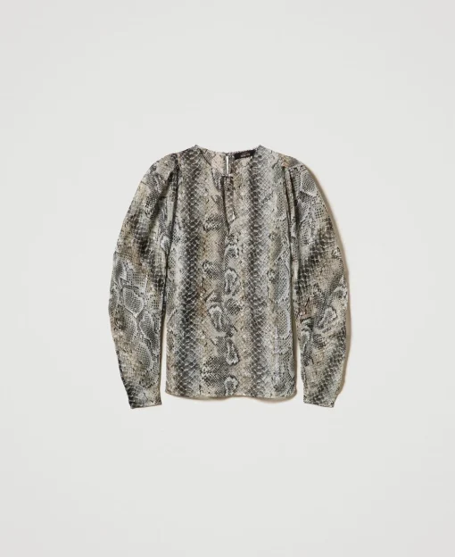 Blouse En Crépon Avec Imprimé Serpent