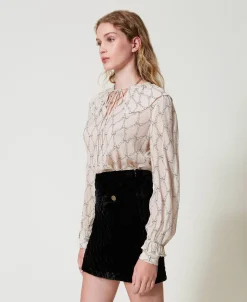 Blouse En Crépon Avec Imprimé Nœuds
