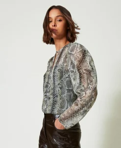 Blouse En Crépon Avec Imprimé Serpent