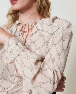 Blouse En Crépon Avec Imprimé Nœuds