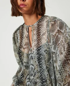 Blouse En Crépon Avec Imprimé Serpent