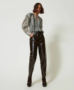 Blouse En Crépon Avec Imprimé Serpent
