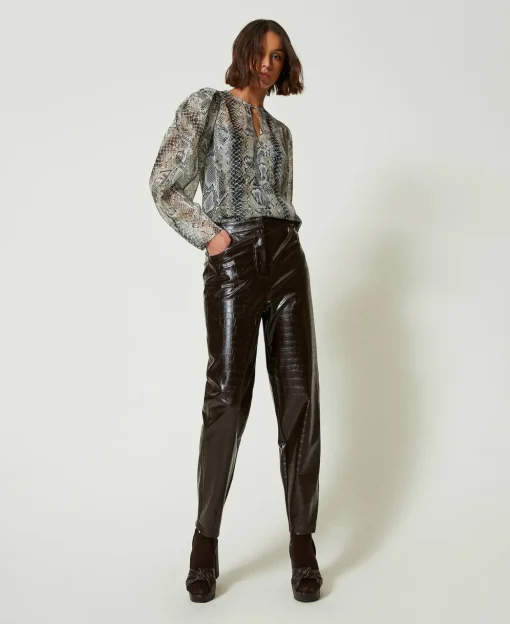 Blouse En Crépon Avec Imprimé Serpent