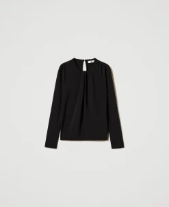 Blouse En Jersey Crêpé Avec Drapé