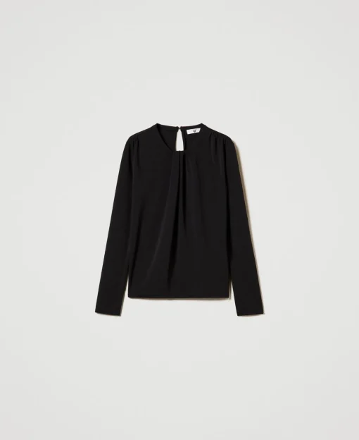 Blouse En Jersey Crêpé Avec Drapé