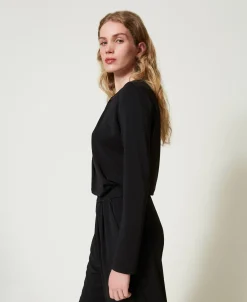 Blouse En Jersey Crêpé Avec Drapé
