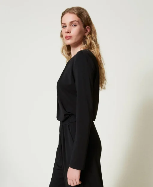 Blouse En Jersey Crêpé Avec Drapé