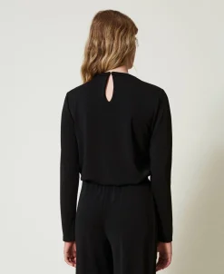 Blouse En Jersey Crêpé Avec Drapé