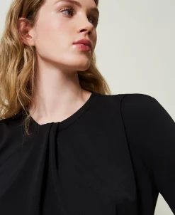 Blouse En Jersey Crêpé Avec Drapé