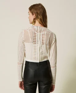 Blouse En Mousseline Avec Dentelle Et Broderies