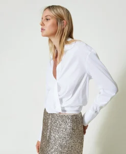 Blouse En Popeline Avec Finition Croisée