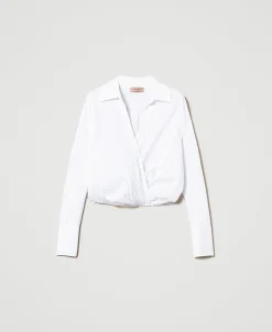 Blouse En Popeline Avec Finition Croisée