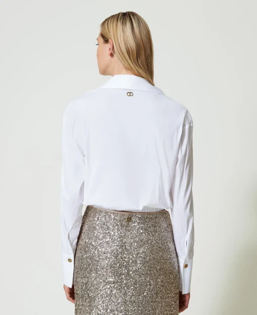 Blouse En Popeline Avec Finition Croisée