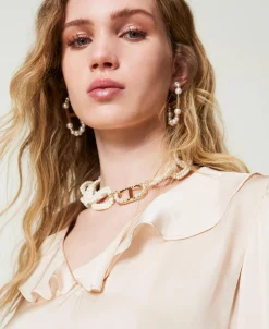 Blouse En Satin Avec Volant