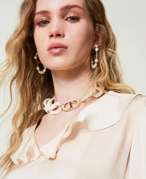 Blouse En Satin Avec Volant