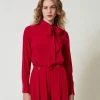 Blouse En Soie Mélangée Avec Nœud