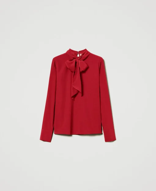 Blouse En Soie Mélangée Avec Nœud