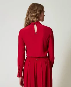 Blouse En Soie Mélangée Avec Nœud