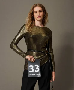 Blouse Lamée Avec Nœud
