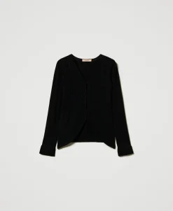 Blouson Ajusté En Maille Avec Mélange De Points