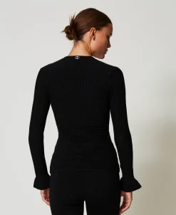 Blouson Ajusté En Maille Avec Mélange De Points