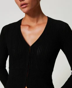 Blouson Ajusté En Maille Avec Mélange De Points
