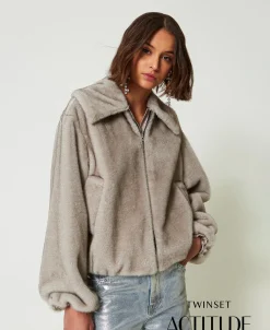 Blouson Court En Fausse Fourrure