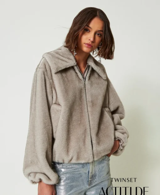 Blouson Court En Fausse Fourrure