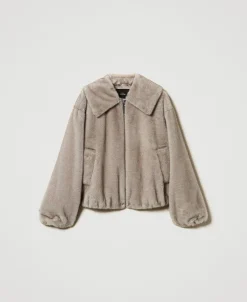 Blouson Court En Fausse Fourrure