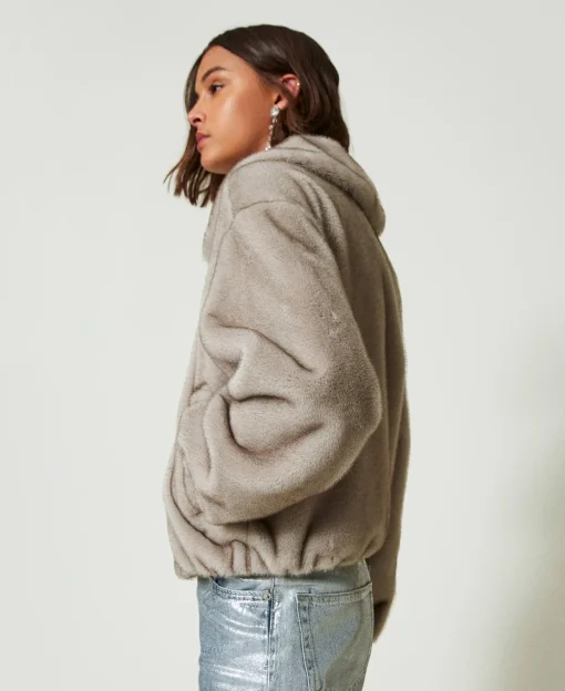 Blouson Court En Fausse Fourrure