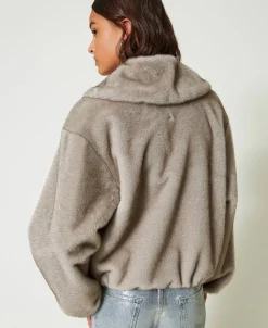 Blouson Court En Fausse Fourrure