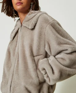 Blouson Court En Fausse Fourrure