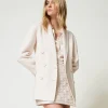 Blouson Croisé En Drap Double De Laine Mélangée