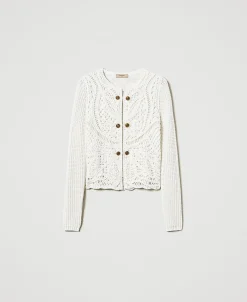 Blouson En Maille De Laine Mélangée Avec Crochet