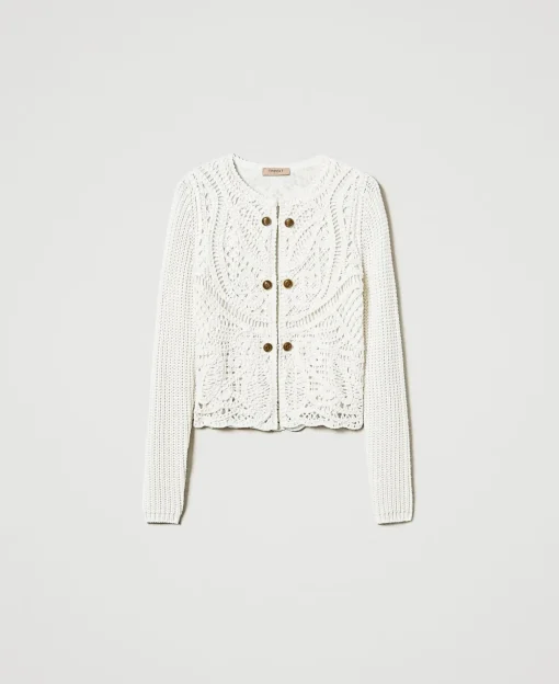 Blouson En Maille De Laine Mélangée Avec Crochet