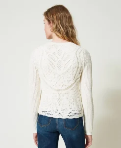 Blouson En Maille De Laine Mélangée Avec Crochet
