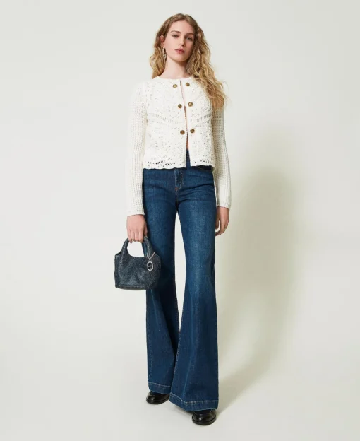 Blouson En Maille De Laine Mélangée Avec Crochet