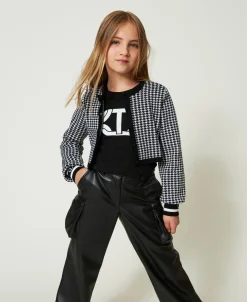 Blouson En Maille Jacquard Pied-de-poule