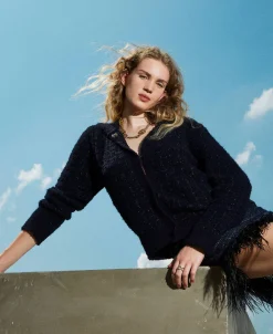 Blouson En Maille Jacquard à Carreaux