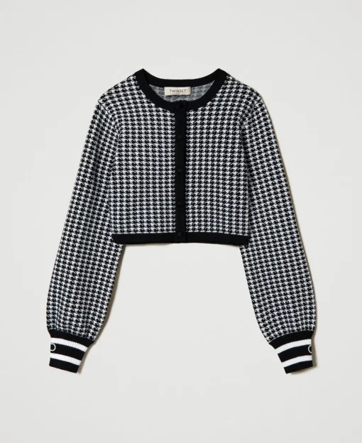 Blouson En Maille Jacquard Pied-de-poule
