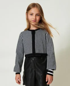Blouson En Maille Jacquard Pied-de-poule