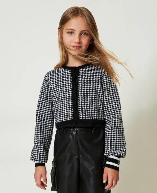 Blouson En Maille Jacquard Pied-de-poule