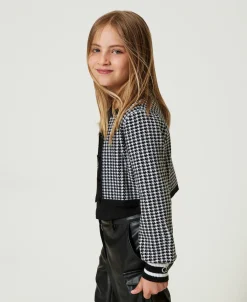 Blouson En Maille Jacquard Pied-de-poule