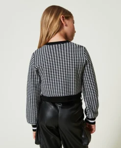 Blouson En Maille Jacquard Pied-de-poule