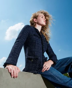 Blouson En Tissu Bouclé Avec Boutons Siglés
