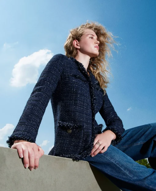 Blouson En Tissu Bouclé Avec Boutons Siglés