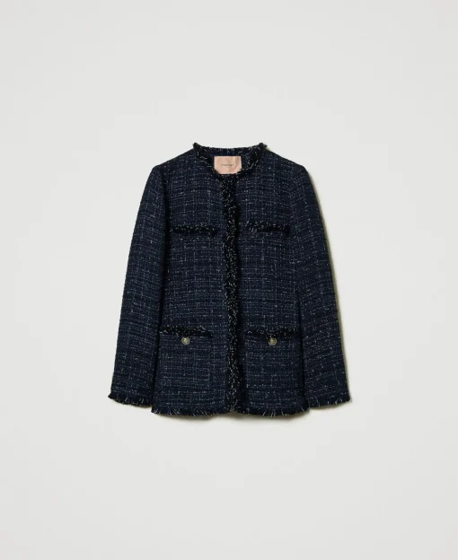 Blouson En Tissu Bouclé Avec Boutons Siglés