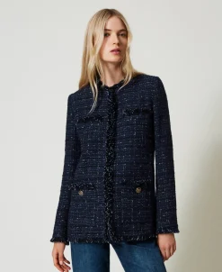 Blouson En Tissu Bouclé Avec Boutons Siglés