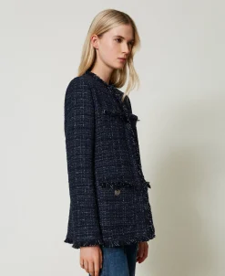 Blouson En Tissu Bouclé Avec Boutons Siglés